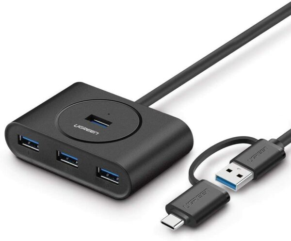 UGREEN CR113 USB 3.0 Hub with USB-C Port 1M Black - Cables/Adapters