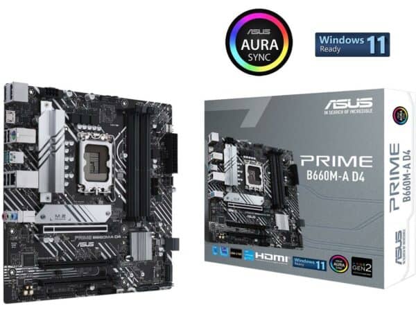 Asus Prime B660M-A D4 LGA1700 Intel 12th Gen mATX Motherboard - Intel Motherboards