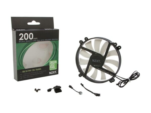 NZXT FS-200RB-G LED 200MM Green LED Silent Case Fan - Cooling Systems