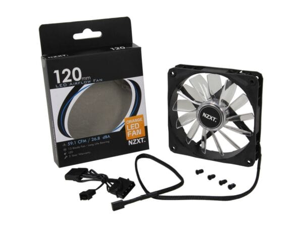 NZXT FZ LED Air Flow Series 120mm LED Case Fan Orange RF-FZ120-O1 - Cooling Systems