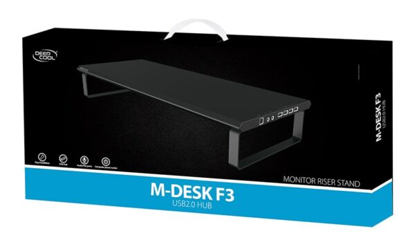 Deepcool M-DESK F3 HUB USB 2.0 Version Aluminum Monitor Stand Black - Computer Accessories
