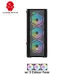 Coolman Aurora Gaming Case with 3x120MM RGB Fans Black