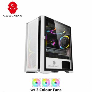 Coolman Ruby with 3X120MM RGB Fans White - Chassis
