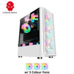 Coolman Aurora Gaming Case with 3x120MM RGB Fans White