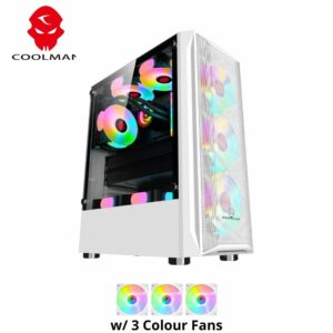 Coolman Aurora Gaming Case with 3x120MM RGB Fans White - Chassis