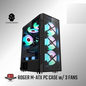Coolman Roger Gaming Case with 3 RGB Fans Black - Chassis