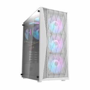 DarkFlash DK352 Mesh White ATX Gaming PC Case with 4 ARGB Fans - Chassis