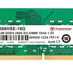 TRANSCEND 16GB JM DDR4 2666MHZ SO-DIMM 1RX8 1.2V Laptop Memory - Laptop Memory