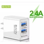 Bavin PC273 2.4A Quick Smart Charger Dual Port USB Charging Adapter
