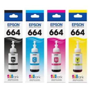 Epson T664 4 Colors Bundle Set EcoTank Ink Ultra High Capacity Bottle - Printers