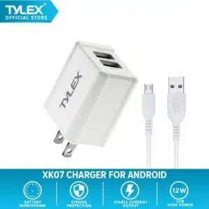 Tylex XK07 Dual USB Fast Charger Power Adapter for iOS & Android Smartphones - Cables/Adapter