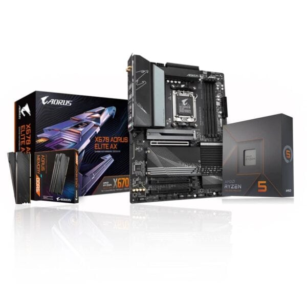 AMD Ryzen 5 7600X + Gigabyte X670 Aorus Elite AX + Gigabyte 2x16GB DDR5 5200Mhz Bundle - AMD Motherboards