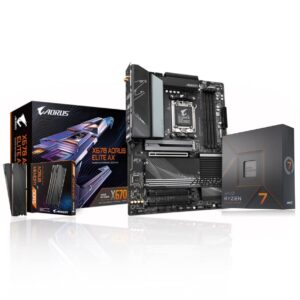 AMD Ryzen 7 7700X + Gigabyte X670 Aorus Elite AX + Gigabyte 2x16GB DDR5 5200Mhz Bundle - AMD Motherboards