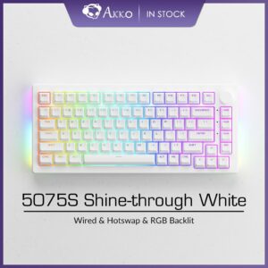 Akko 5075S RGB 82 Key Gasket Mount with Knob Shine Through WhiteHotswap Mechanical Gaming Keyboard - Computer Accessories