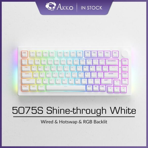 Akko 5075S RGB 82 Key Gasket Mount with Knob Shine Through WhiteHotswap Mechanical Gaming Keyboard - Computer Accessories