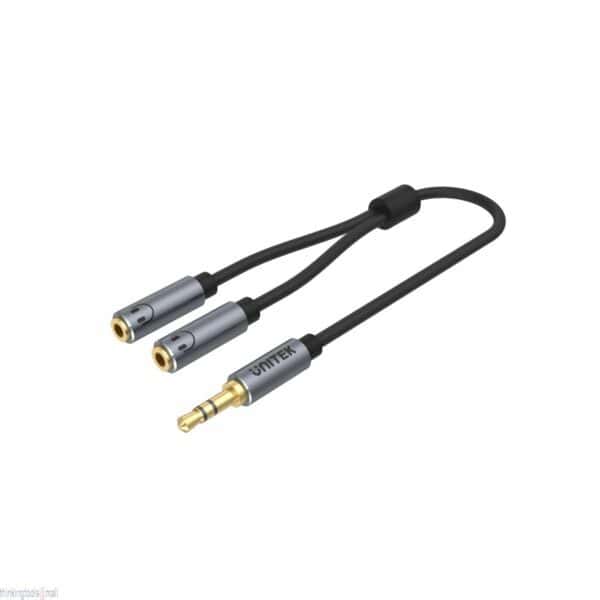 Unitek Dual Headphone Splitter DC3.5MM Male to 2*DC3.5MM Female Stereo Audio Cable SpaceGrey - Cables/Adapters