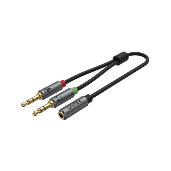 Unitek Headset Adapter DC3.5MM Female to 2*DC3.5MM Male Stereo Audio Cable SpaceGrey - Cables/Adapters