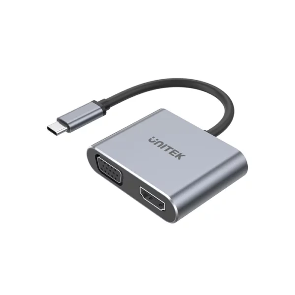Unitek USB-C Male to HDMI + VGA Adapter with MST Dual Monitor SpaceGrey - Cables/Adapters