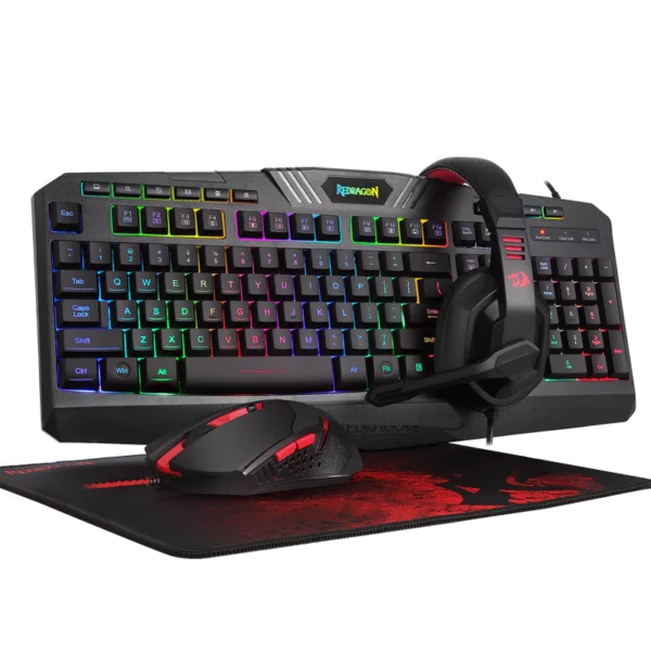 Redragon S101-BA 4in1 Set Keyboard, Mouse, Mousepad and Headset - Computer Accessories