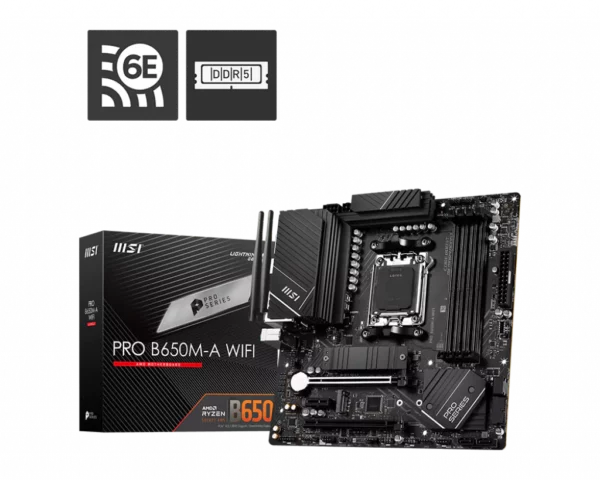 MSI Pro B650M-A WIFI AMD Ryzen 7000 Series AM5 Motherboard - AMD Motherboards