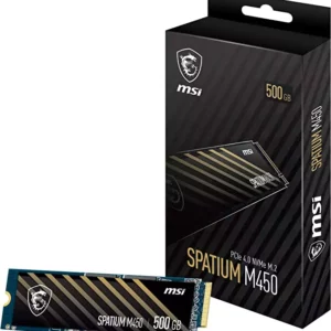 MSI Spatium M450 500GB PCIE 4.0 NVME M.2 SSD Solid State Drive - Solid State Drives
