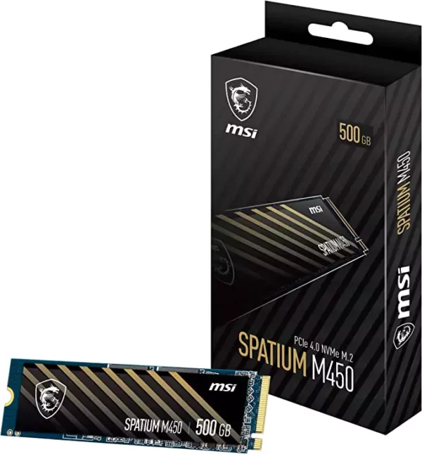 MSI Spatium M450 500GB PCIE 4.0 NVME M.2 SSD Solid State Drive - Solid State Drives