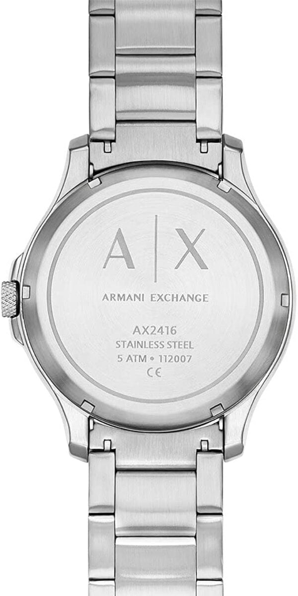Armani Exchange Automatic 46MM Three-Hand Stainless Steel Men Watch Silver - Fashion