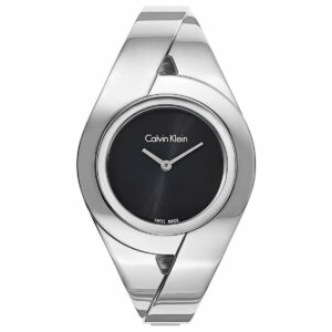 Calvin Klein Analogue Quartz Watch with Stainless Steel Strap K8E2S111 Black Bracelet Women Watch - Fashion