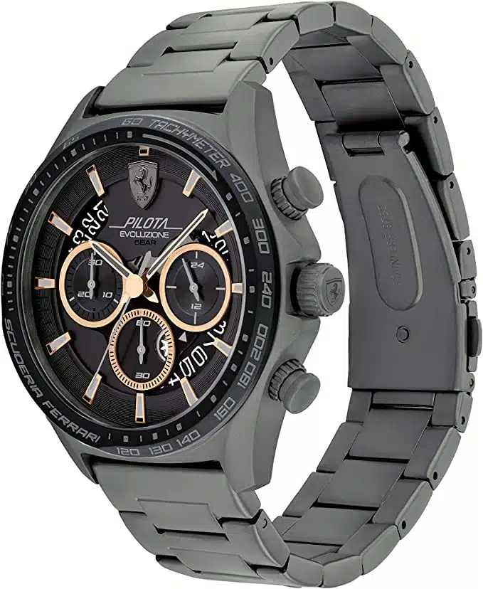 Ferrari Pilota Evo Quartz Men Watch with Stainless Steel Strap Grey