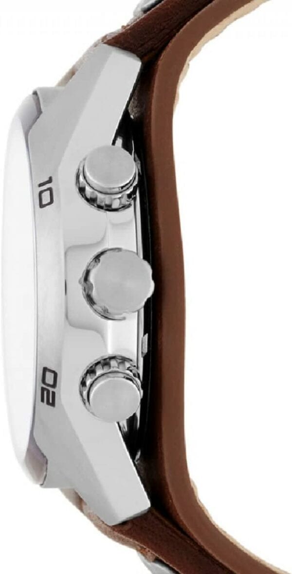 Fossil Men's Coachman Stainless Steel and Leather Casual Cuff Quartz Men Watch Brown/Silver - Fashion