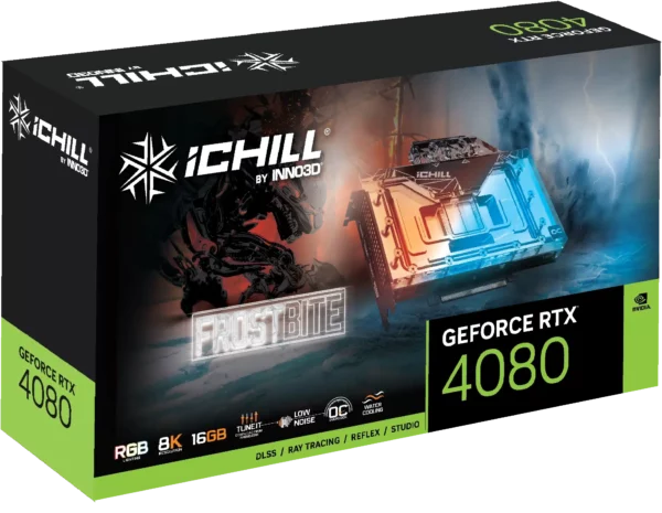 Inno3D GeForce RTX 4080 ICHILL Frostbite 16GB GDDR6X 256-bit DP*3/HDMI 2.1 Graphics Card - Nvidia Video Cards