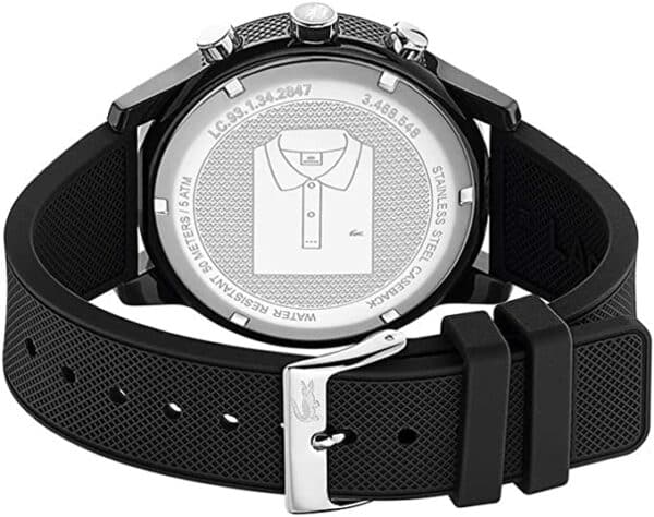 Lacoste TR90 Chronograph Black Dial Quartz Watch with Rubber Strap for Men Black - Fashion