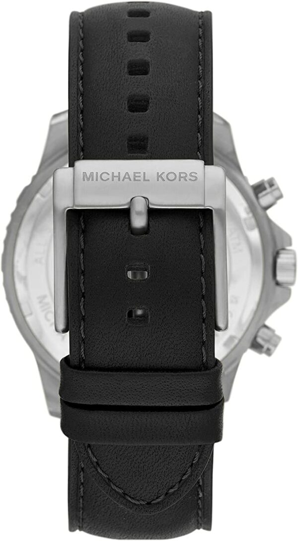 Michael Kors Cortlandt Chronograph Black Dial Stainless Men Watch Black Leather - Fashion