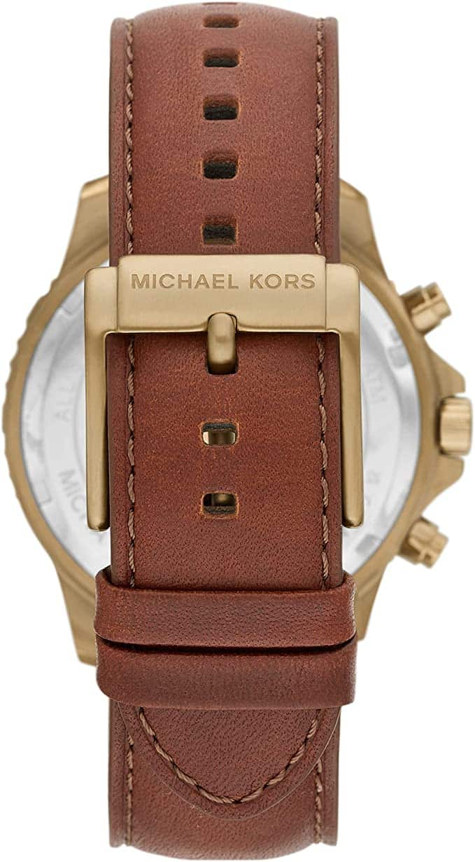 Michael Kors Cortlandt Chronograph Black Dial Stainless Men Watch Gold Tone  Leather | Bermor Techzone