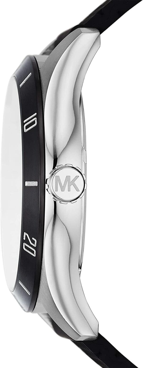 Michael Kors Dylan Stainless Steel Three-Hand Date Men Watch with Black Silicone Strap - Fashion