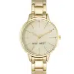 Nine West Crystal Accented Bracelet Watch for Women Gold Tone