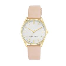 Nine West Gold-Tone and Pastel Pink Strap Women Watch NW/1994WTPK - Fashion