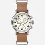 Timex Weekender Chronograph 40mm Leather Strap Tan/Cream Watch