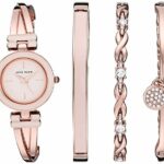Anne Klein Bangle Watch Premium Crystal Accented Bracelet Set Women Pink Rose Gold