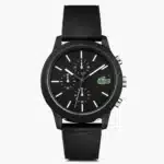Lacoste TR90 Chronograph Black Dial Quartz Watch with Rubber Strap for Men Black