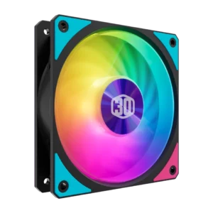 Cooler Master Mobius 120P ARGB 30th Anniversary Edition Case Fan<ul>
 	<li>Ring Blade Design (RBD):  Interconnecting fan blades designed for eliminating vibration</li>
 	<li>ARGB Motherboard Compatibility: Addressable Gen 2 RGB syncs with Cooler Master’s MasterPlus+ (Controller sold separately)</li>
 	<li>Loop dynamic bearing: new loop dynamic bearing</li>
 	<li>Oil Reflow</li>
 	<li>Anti-Sway System: Magnetic ring prevents bearing shaft from tilting</li>
</ul>