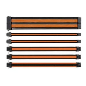 1st Player BOR-001 Steampunk PSU Sleeve Extension Cable Kit Black/Orange - Computer Accessories