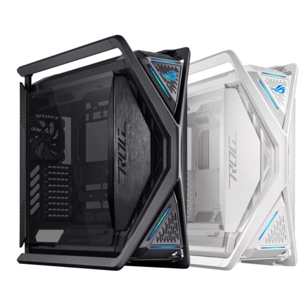 Asus ROG Hyperion GR701 Full Tower Gaming Chassis - Black | White | BTF Edition




 	Motherboard Support: EATX, ATX, Micro-ATX, Mini-ITX
 	Drive Bays: 5 x 2.5", 2 x 2.5"/3.5" combo
 	Expansion Slots: 9 standard, 3 vertical
 	Front I/O: 1 headphone/mic, 4 x USB 3.2 Gen 1, 1 x USB 3.2 Gen 2 Type C, LED control, reset button, USB 4.0 Type C or USB 3.2 Gen 2x2 Type C
 	Tempered Glass: Left and right
 	Radiator Support: Front, top, rear (up to 420 mm)
 	Cooling Support: Front, top (3 x 120/140 mm), rear (1 x 120/140 mm)
 	Pre-installed Fans: 3 x 140 mm PWM (front), 1 x 140 mm PWM (rear)
 	Max Sizes: CPU cooler 190 mm, GPU 460 mm, PSU 240 mm
 	Dust Filters: Front, top, bottom
 	Cable Management: 34 mm
 	Dimensions: 268 x 639 x 659 mm
 	Weight: 20.8 Kg, 21.3 Kg (GR701 BTF Edition)