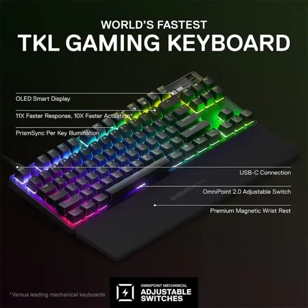 SteelSeries Apex Pro TKL 2023 Adjustable OmniPoint Mechanical Keyboard - Computer Accessories
