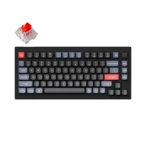 Keychron V1 Full Assembled Knob RGB Blacklight LED Hot-Swap 75% 84 Keys Wired Carbon Black Red | Brown - Computer Accessories