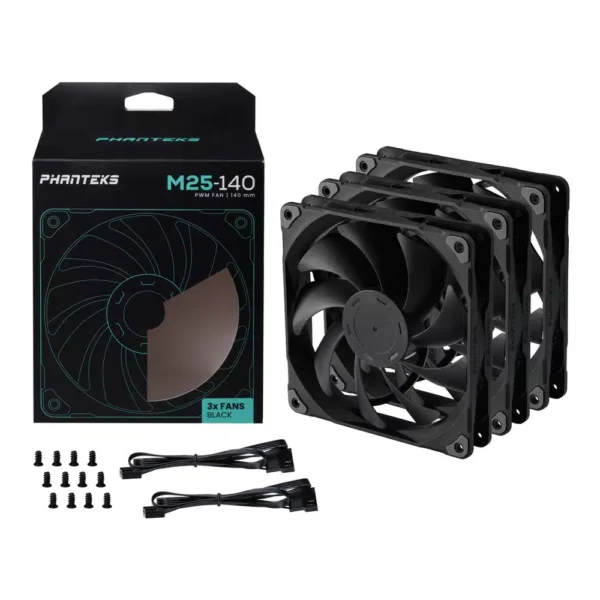 Phanteks M25-120 | M25-140 Fan High-Airflow Radiator Performance 1800RPM/2000RPM 3 Pack Fans Black - Cooling Systems