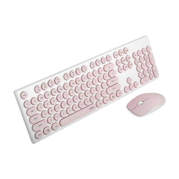 Rapoo X260 Wireless Optical Mouse and Keyboard Pink | White | Black - Computer Accessories