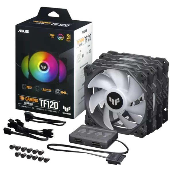 Asus TUF Gaming TF120 ARGB Fan Single | Triple Fan Kit with ARGB Controller Black | White - Cooling Systems