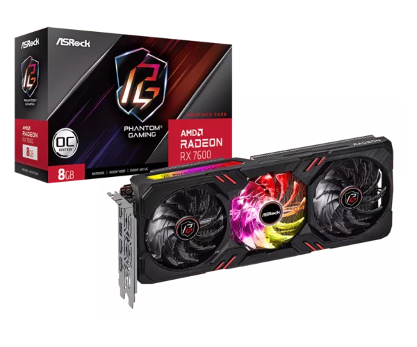 Asrock AMD Radeon RX 7600 Phantom Gaming 8GB OC Graphics Card - AMD Video Cards