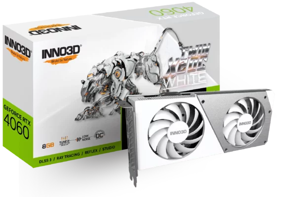 INNO3D GeForce RTX 4060 GDDR6 Twin X2 OC White Graphics Card - Nvidia Video Cards